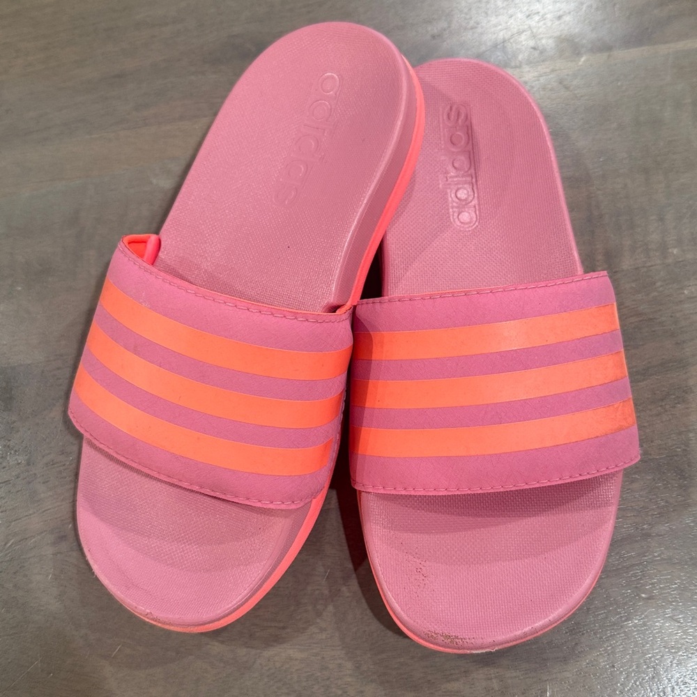 Adidas Kids Pink and Orange Slide Sandals